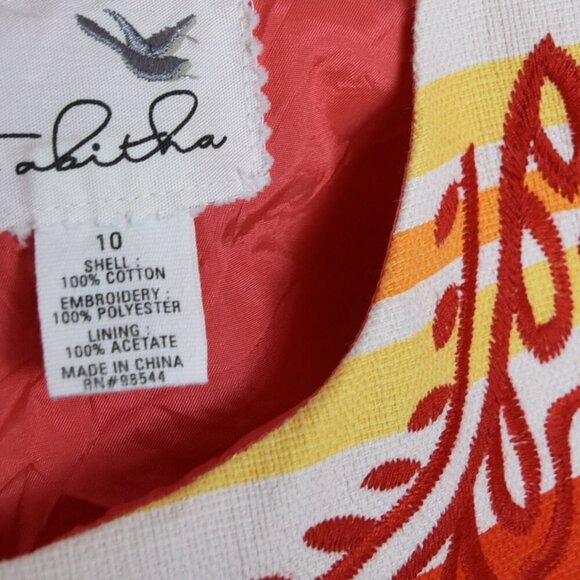 Anthropologie Tabitha Striped Embroidered Shift Dress Sleeveless Cotton 10 - Picture 4 of 7